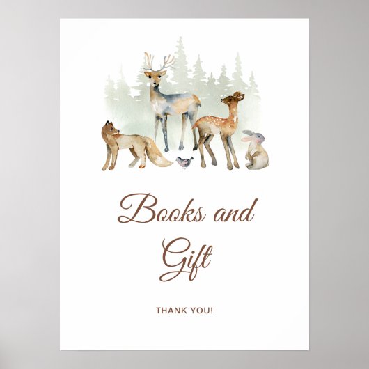 Dieren Woodland Boeken en Gift Sign Poster (Voorkant)