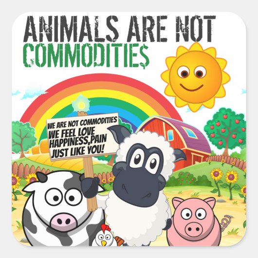 DIEREN ZIJN GEEN HANDELSWAAR STICKER (Voorkant)