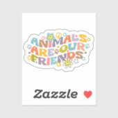 Dieren zijn onze vrienden, Retro Vegan Sticker (Vel)