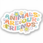 Dieren zijn onze vrienden, Retro Vegan Sticker (Voorkant)