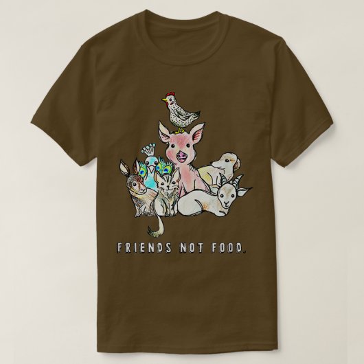 Dieren zijn vrienden, geen Koe van de Varkens Sche T-shirt (Design voorkant)