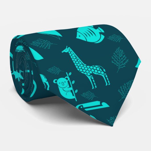 Dieren Zoo Wild Life Pattern Necktie Stropdas (Opgerold)