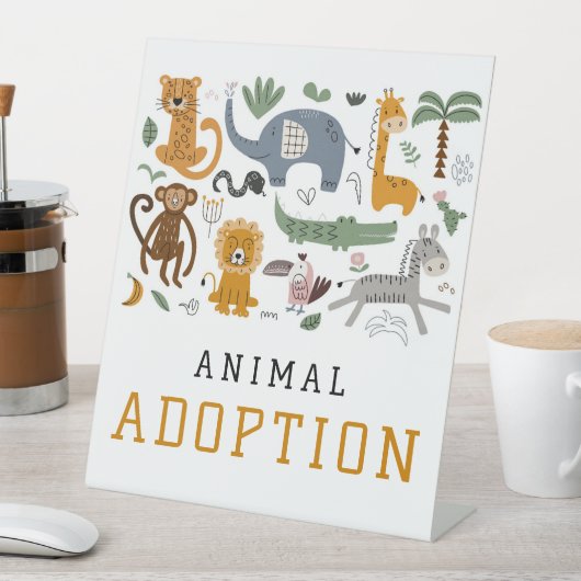 Dierenadoptie Twee wilde verjaardag Safari Dieren Reclamebord Met Voetstuk (Insitu)