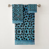 Dierenafdrukken Zwart en Blauw Bad Handdoek (Insitu)