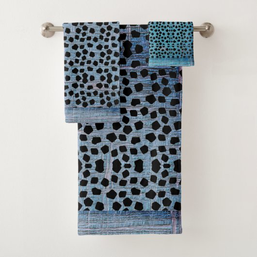 Dierenafdrukken Zwart en Blauw Bad Handdoek (Insitu)