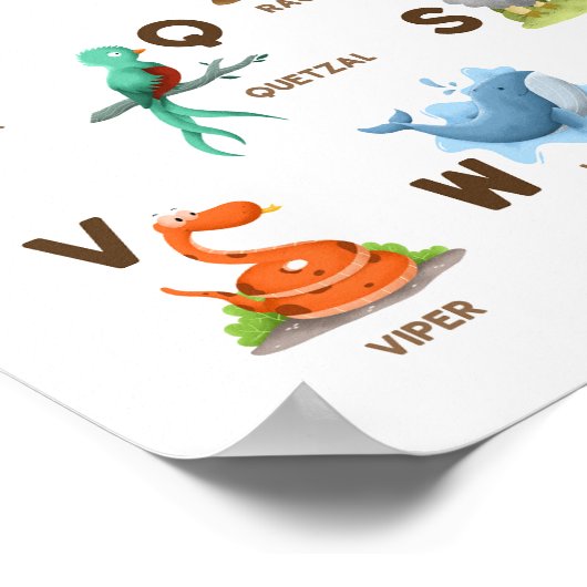 Dierenalfabet ABC Classroom Educatief Poster (Hoek)