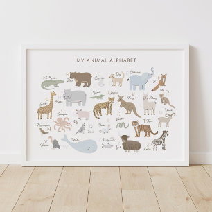 Dierenalfabet ABC Kinder Room Decor Poster