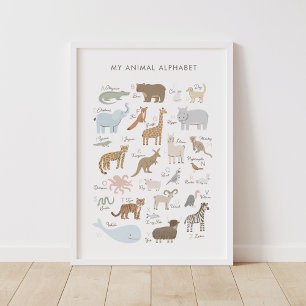 Dierenalfabet ABC Kinder Room Decor Poster