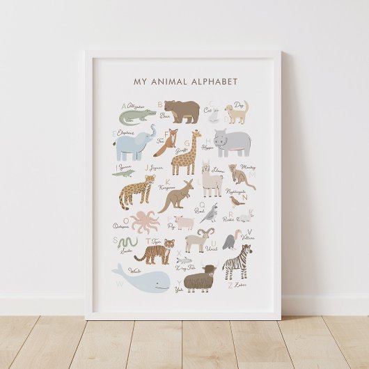 Dierenalfabet ABC Kinder Room Decor Poster