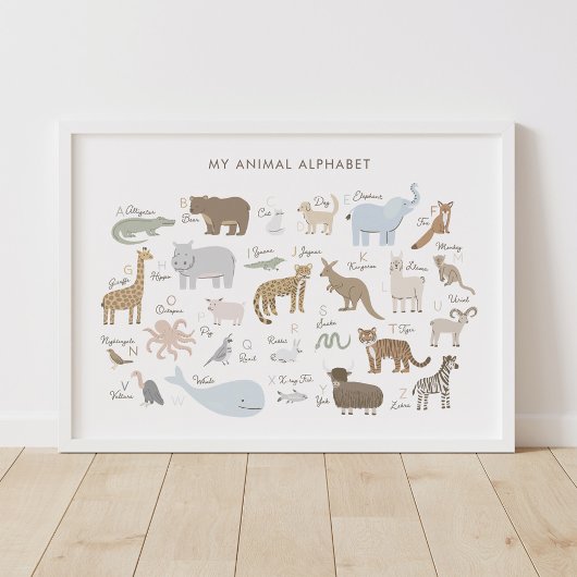 Dierenalfabet ABC Kinder Room Decor Poster