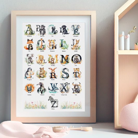Dierenalfabet | Babykamer Kunst Poster