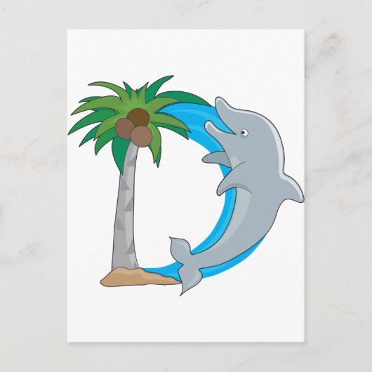 Dierenalfabet Dolphin Briefkaart (Voorkant)