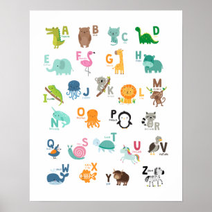 Dierenalfabet Doodle Poster