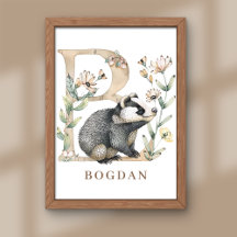 Dierenalfabet Letter B Kindernaam Nursery Poster