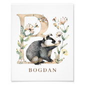 Dierenalfabet Letter B Kindernaam Nursery Poster (Voorkant)