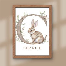 Dierenalfabet Letter C Kindernaam Konijn Poster