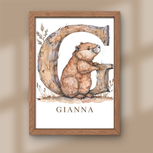 Dierenalfabet Letter G Kindernaam Nursery Poster