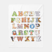 Dierenalfabet Letters ABCs Learning Fleece Deken (Voorkant)