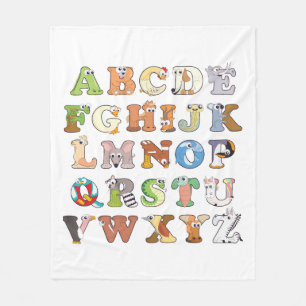 Dierenalfabet Letters ABCs Learning Fleece Deken