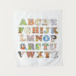 Dierenalfabet Letters ABCs Learning Wandkleed