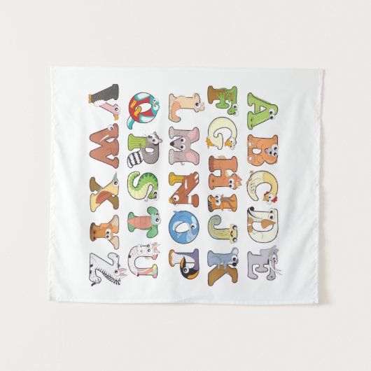 Dierenalfabet Letters ABCs Learning Wandkleed (Voorkant (horizontaal))