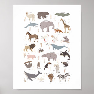 Dierenalfabet Montessori-kinderkamerposter Poster