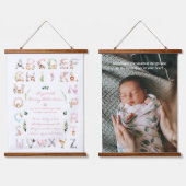 Dierenalfabet | Nursery Birth Stats & Photo Hangend Wandkleed (Dubbel)