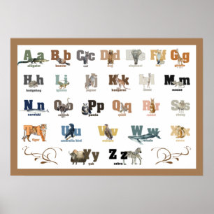 Dierenalfabet Nursery en Kind 28 x 20 Poster