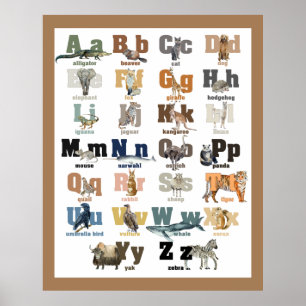 Dierenalfabet Nursery en Kind Wall Art Poster