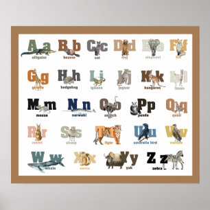 Dierenalfabet  Peuters en Kleuters 24 x 20 Poster