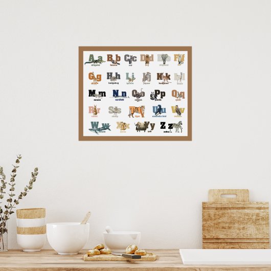 Dierenalfabet  Peuterspeelzaal en Kinderen 24 x 20 Poster (Keuken)