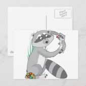 Dierenalfabet Raccoon Briefkaart (Voorkant / Achterkant)