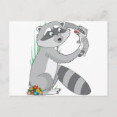 Dierenalfabet Raccoon Briefkaart (Voorkant)