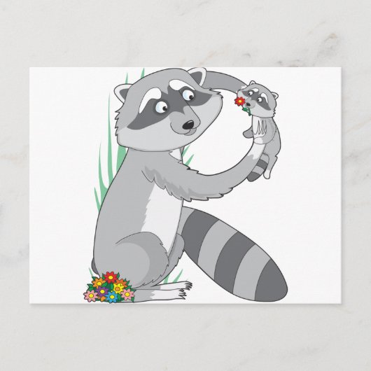 Dierenalfabet Raccoon Briefkaart (Voorkant)