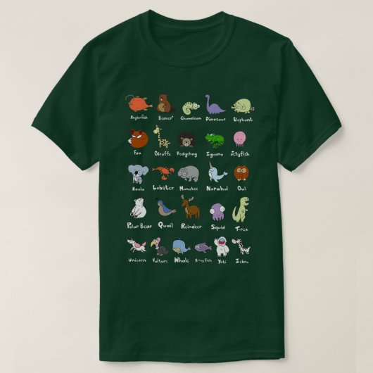 Dierenalfabet T-shirt (Design voorkant)
