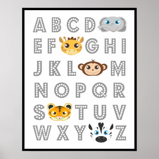 Dierenalfabet uit de Jungle Poster (Voorkant)