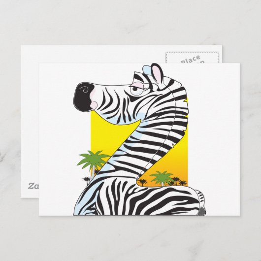 Dierenalfabet Zebra Briefkaart (Voorkant / Achterkant)