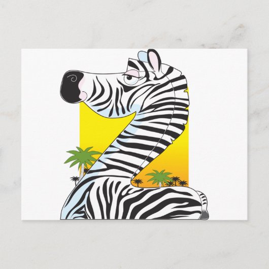Dierenalfabet Zebra Briefkaart (Voorkant)