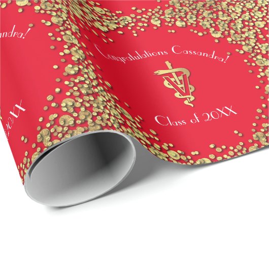 Dierenarts Afstudeer Rood Goud Cadeaupapier (Rol Hoek)