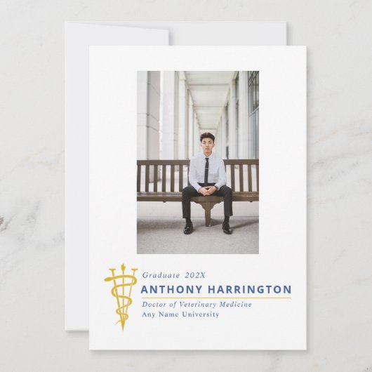 Dierenarts Afstuderen Aggie Blue Gold Aankondiging (Voorkant)