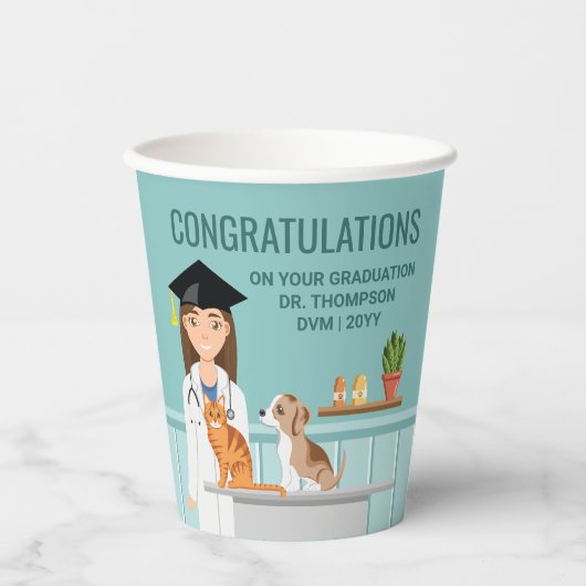 Dierenarts Afstuderen DVM-Afstuderen Papieren Bekers (Voorkant)