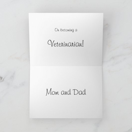 Dierenarts Afstuderen Gefeliciteerd Kaart (Binnen)