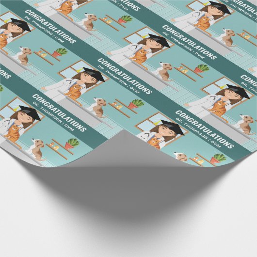 Dierenarts Afstuderen Vet DVM Afstuderen Cadeaupapier (Hoek)