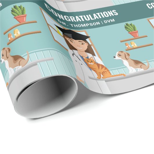 Dierenarts Afstuderen Vet DVM Afstuderen Cadeaupapier (Rol Hoek)