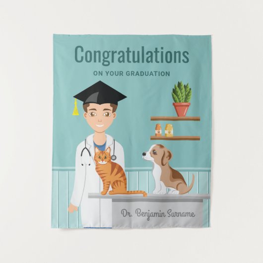 Dierenarts Afstuderen Vet DVM gefeliciteerd Wandkleed (Voorkant)