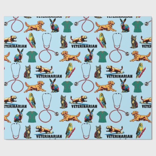 dierenarts cadeaupapier (Vlak)