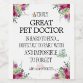 Dierenarts Dierenarts Bedankt voor uw waardering Wijn Etiket (Enkel label)