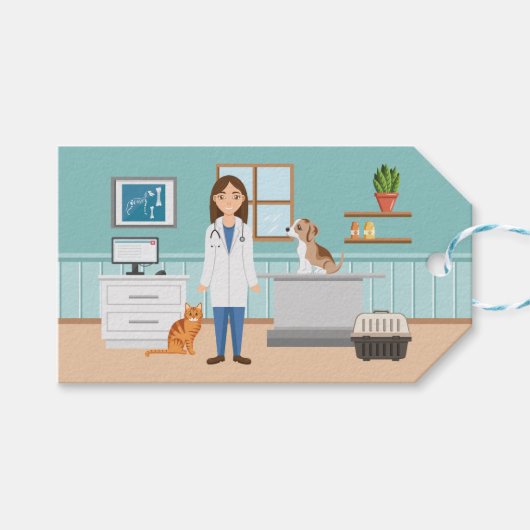 Dierenarts Dierenarts Dierenarts Dierenarts Dieren Cadeaulabel (Voorkant (Horizontaal))