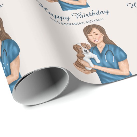 Dierenarts Dierenarts Dierenarts en Puppy Verjaard Cadeaupapier (Rol Hoek)