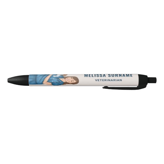 Dierenarts Dierenarts Dierenarts Holding Puppy Cus Zwarte Inkt Pen (Bodem)